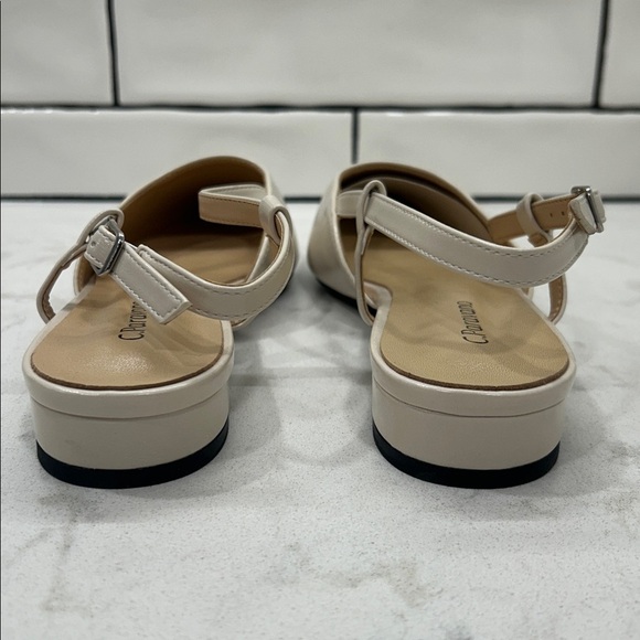 C.Paravano Sleek Slingback Flat (Freya)Taupe 39 1/2 Pointed Toe Adjustable Strap - Picture 15 of 16